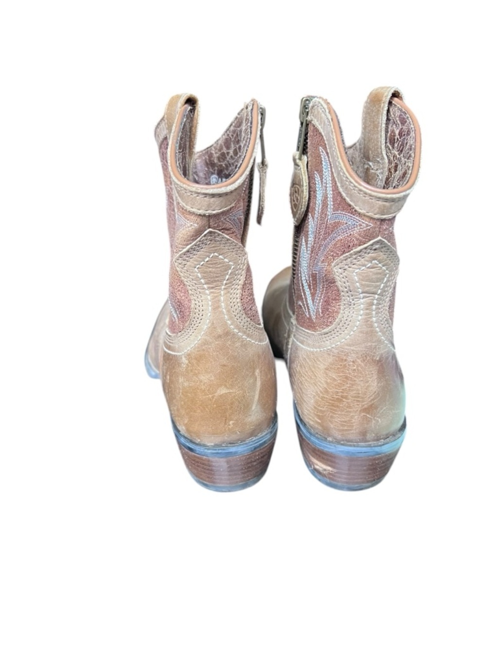 Ariat 10007966 Billie Brown Leather Side Zip Western Cowboy Ankle Boots Size 8.5 - Picture 4 of 7
